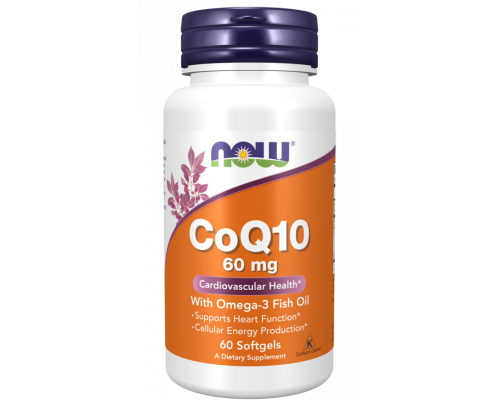 NOW CoQ10 60 мг with Omega-3 Fish Oil 60 капсул