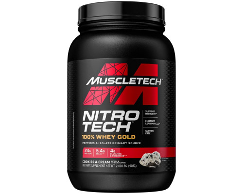 Изолят протеина MuscleTech Nitro Tech 100% Whey Gold Isolate 907 г, Cookie & Cream