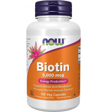 NOW Biotin 5000 мкг, 120 капсул