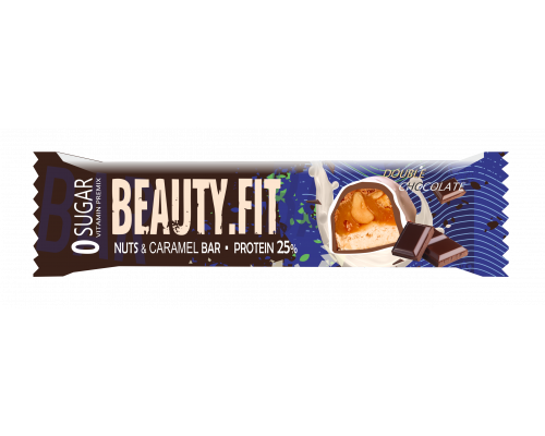 Beauty Fit Nuts & Caramel Bar 60 г, Двойной шоколад