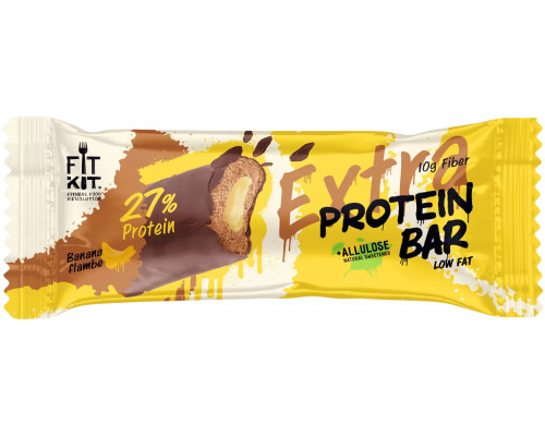 Fit Kit Protein BAR EXTRA 55 г (коробка 20 шт.), Бананы фламбе