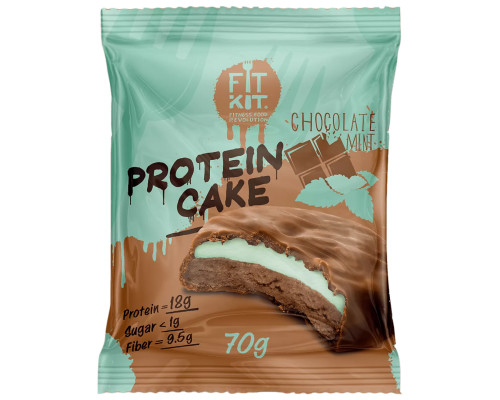 Fit Kit Protein Cake с суфле 70 г (коробка 24 шт.), Шоколад-Мята
