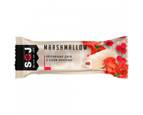 Slice of Joy Marshmallow 30 г (коробка 10 шт.), Клубничный джем в белом шоколаде