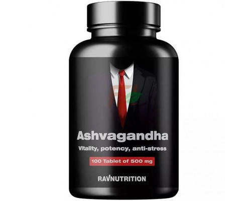 Ашвагандха RAVNUTRITION Ashwagandha 100 таблеток / Снимает нервное напряжение, устраняет апатию, детокс