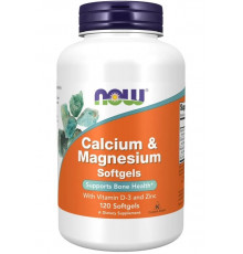 NOW Calcium & Magnesium Softgels with Vitamin D-3 and Zinc 120 капсул