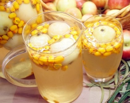 Компот из облепихи и яблок на зиму