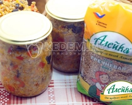 Салат с гречкой и овощами на зиму